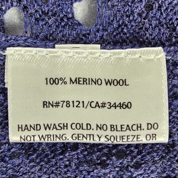 Eileen Fisher Open Knit Waterfall Merino Wool Purple Cardigan Women's Size Large - Picture 6 of 10